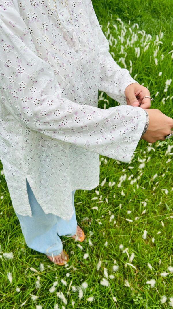 White Chikankari Kurta - Image 3